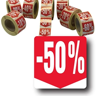 Afbeelding van Affichesstore 30287 rol met 500 zelfklevende etiketten, 50% vierkant formaat 35 x mm glanzend zelfklevend stickers percentage korting