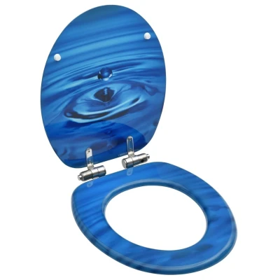 Afbeelding van Toiletbril met soft close deksel waterdruppel MDF blauw