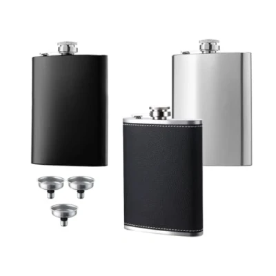 Afbeelding van Kellegour Lot de 3 flasques en acier inoxydable avec entonnoir, 8 oz et flasque entonnoirs, pour hommes femmes whisky, rhum, vodka
