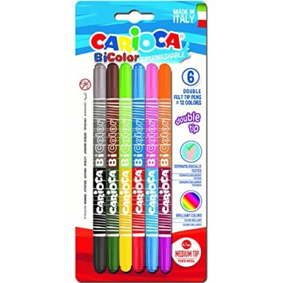 Afbeelding van Carioca BiColor Viltstiften 6 Stiften = 12 Kleuren