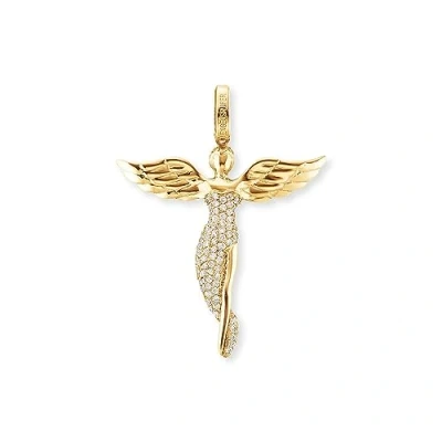 Afbeelding van Engelsrufer Engelhanger voor dames van 18K verguld sterling zilver bezet met 72 zirkoniastenen opening nikkelvrij, Zilver, Zirkoniumoxide