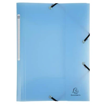 Afbeelding van Exacompta Ref. 55172E Pack van 5 elastieken chroomaline pastel 3 kleppen doorschijnend polypropyleen afmetingen 24 x 32 cm voor DIN A4 kleur pastelblauw