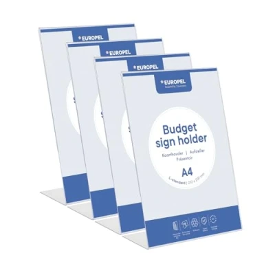 Afbeelding van Europel Budget, set van 4 tafelhouders, transparante polystyreen, 1,5 mm dik, voor restaurants, hotels, conferenties, recepties