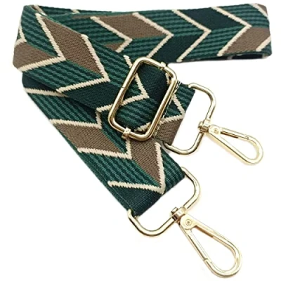 Afbeelding van Verstelbare schouderriem voor tassen, groen, verwisselbare tasriem, breed met karabijnhaak, goud, 80 130 cm, dameshandtas, 3,8 206