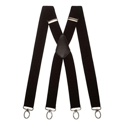 Afbeelding van Olata bretels Veelzijdige brede X met karabijnhaak 4 cm, Zwart (zilveren clips).