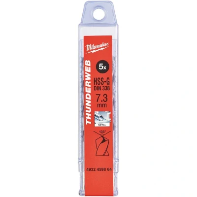 Afbeelding van MILWAUKEE 4932459864 THUNDERWEB metaalboor DIN 338 TW 7,3x109mm (5 st.)