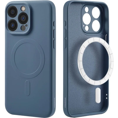 Afbeelding van iMoshion Hoesje Geschikt voor iPhone 15 Pro Max Siliconen Color Backcover MagSafe Donkerblauw