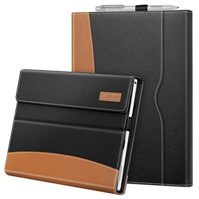 Afbeelding van FINTIE Beschermhoes voor Microsoft Surface Pro 7+/Surface 7/Pro 6/Pro 5/Pro 4/Pro 3 multi hoek beschermhoes, verstelbaar, magneetsluiting, hoes met documentenvak, zwart/bruin