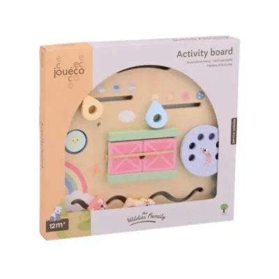 Afbeelding van Joueco activiteiten bord houten activity centre baby met schuif dieren