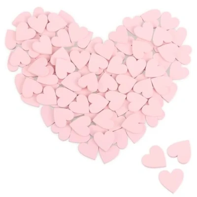 Afbeelding van COM FOUR® 200 x mini decoraties om in hart te strooien, roze houten harten voor handwerk, tafeldecoratie bruiloften en feesten (harten/roze, 100 stuks)