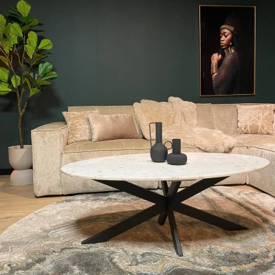 Afbeelding van StarFurn Salontafel Faye Ovaal Wit Marmer