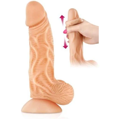 Afbeelding van Real Body Jo Realistische Zuignap Vibrator met bewegende voorhuid 18.5 cm beige