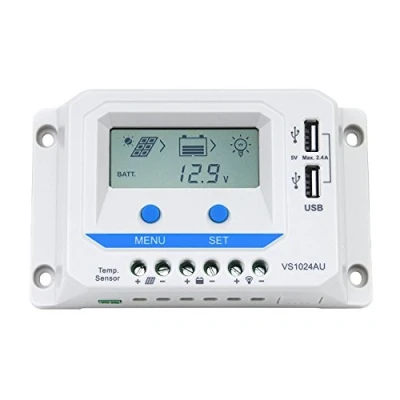 Afbeelding van EPEVER PWM laadregelaar VS1024AU 10A 12V / 24V automatische werklaadregelaar met lcd display USB aansluiting