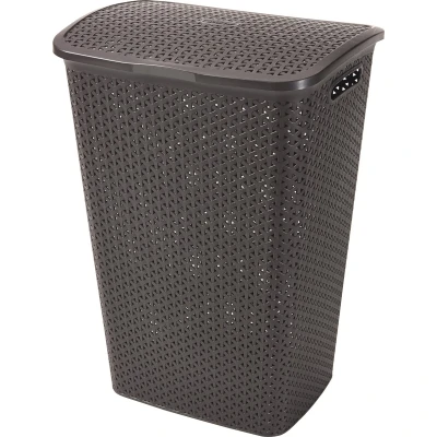 Afbeelding van CURVER My Style Wasmand, 55 l, vuile wasmand met deksel, goede ventilatie, ergonomische handgrepen, voor badkamer of bijkeuken, 42,8 x 33 60,4 cm, chocoladebruin