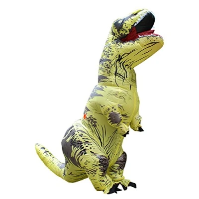 Afbeelding van JASHKE Opblaasbaar dinosauruskostuum, dinosaurus, opblaasbaar, volwassenen, geel