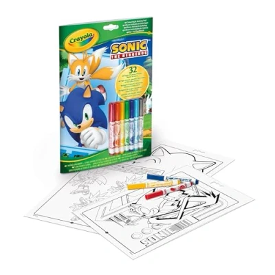 Afbeelding van Crayola Kleurboek Sonic 32 Kleurplaten En 7 Mini Uitwasbare Viltstiften