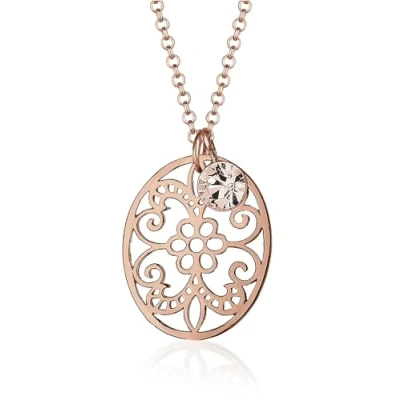 Afbeelding van Elli dames Halsketting ornament met kristallen in 925 sterling zilver rose gold plated