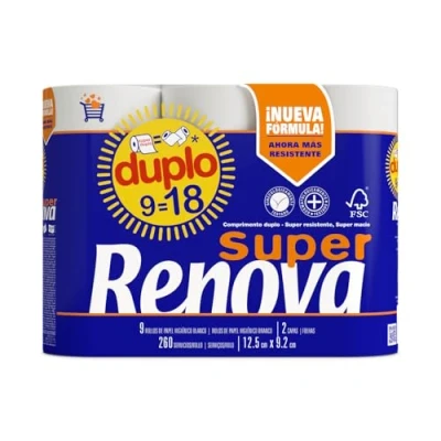 Afbeelding van Renova Super Duplo toiletpapier, 2 laags, wit, 9 rollen