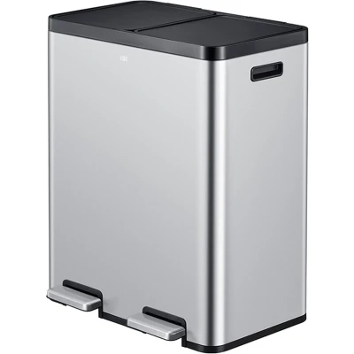 Afbeelding van Afvalbak EKO Essential Recycler pedaalemmer 2x30liter RVS