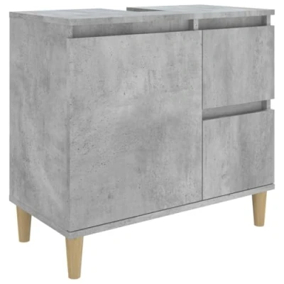 Afbeelding van Badkamerkast 65x33x60 cm bewerkt hout betongrijs