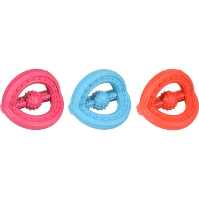 Afbeelding van Flamingo Hondenspeelgoed Ruffus rubber Blauw/Rood/Roze 9 x 8 7 cm