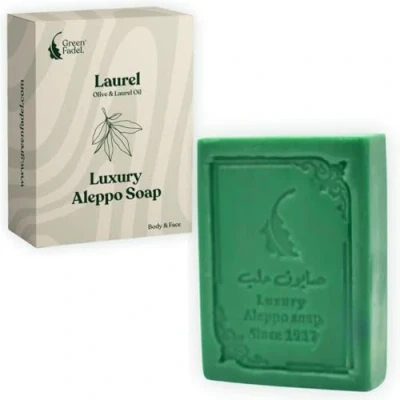 Afbeelding van GREEN FADEL (Luxury) Aleppo Zeep Origineel Olijfolie &amp; Laurierolie, 1 Stuk, Olijfoliezeep, Natuurlijke Zeep, Luxury Soap, voor Gezicht Lichaam