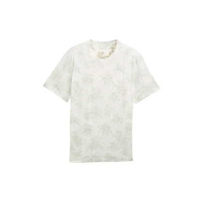 Afbeelding van TOM Tailor MIT Palmen Tshirt print, Heren, Maat: Medium, Off white stripe palm design