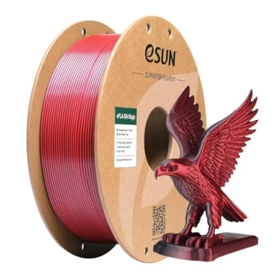 Afbeelding van eSUN 1,75 mm tweekleurige silk PLA filament spoel voor 3D printers, co extrusie, verandering van kleurverloop, zwart en rood