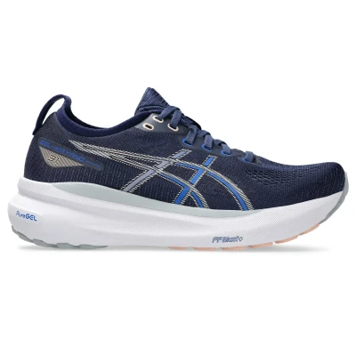 Afbeelding van Asics Gelkayano 31 Hardloopschoenen voor op de weg, Dames, Maat: 41.5, Indigo blue/pure silver Textiel/ synthetisch