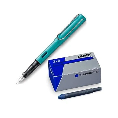 Afbeelding van Lamy AL Star Set van 3 lichtgewicht toermalijn vulpen met veer M en 1 x T10 in originele doos inktkleur blauw