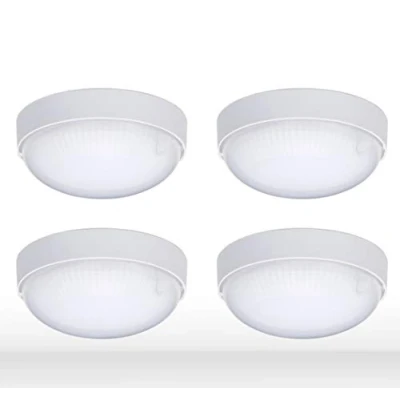 Afbeelding van Oktaplex 4 stuks led kelderlamp, IP65, buitenlamp, wit, 4000 K, neutraal rond, plafondlamp, 9 W, 800 lm