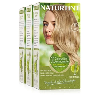Afbeelding van Naturtint Biobased, ammoniakvrije kleuring, 100% dekking van wit haar, plantaardige ingrediënten, natuurlijke en duurzame kleur, 9N honingblond, 3 stuks