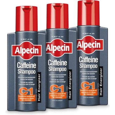 Afbeelding van Alpecin Cafeïne Shampoo C1 3x 250ml Voorkomt en Vermindert Haaruitval Natuurlijke Haargroei voor Mannen