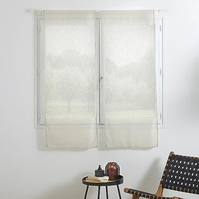 Afbeelding van Korte gordijnen, linnen effect, 100% polyester, 2 stuks, 60 x 160 cm