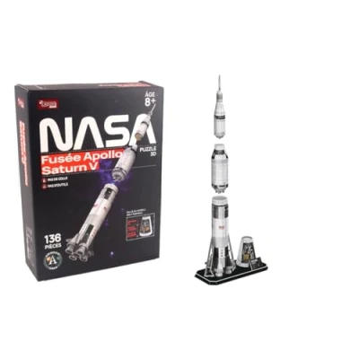 Afbeelding van EXPLORA Missie Apollo Saturnus V raket 3D puzzels 540100 136 stukjes niveau 5 zonder lijm of schaar educatief bouwspel cadeau voor kinderen modelbouw vanaf 8 jaar