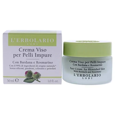 Afbeelding van L&#039;Erbolario, gezichtscrème voor de huid met imperfectie, matterende en balancerende verzorging, klis rozemarijnextracten, make upbasis, vette huid, formaat