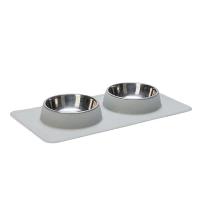 Afbeelding van Karlie Diner Set Siliconen Dex 2X350ml Ø14cm Grijs Voerbak/Waterbak Hond