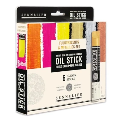 Afbeelding van Sennelier Set van 6 fluorescerende en metalen oliestaafjes N130123.01