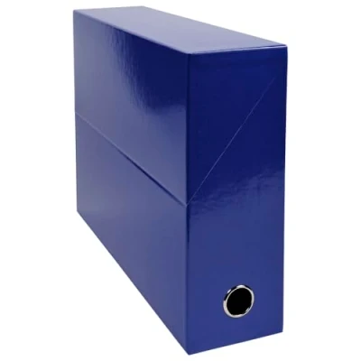 Afbeelding van Exacompta Ref. 89922E, 1 Iderama transferbox van in de massa geverfd papier, 90 mm rug, metalen oog, voor A4 formaat, afmetingen 25.5 x 34 9 cm, donkerblauwe kleur, gemonteerd geleverd