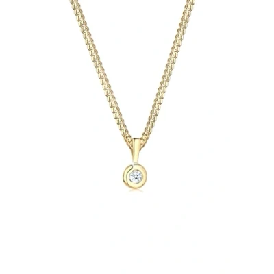 Afbeelding van Elli PREMIUM Dames Halsketting Cirkel Ronde Diamant (0.03 ct.) in 925 Sterling Zilver Rose Goud Plated