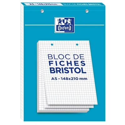 Afbeelding van OXFORD Bristol 2.0 indexblok, geperforeerd, 148 x 210 mm, kleine ruitjes, 5 30 stekkers, wit frame