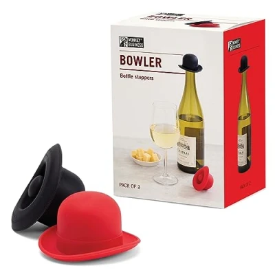 Afbeelding van Monkey Business Set van 2 siliconen wijnkurken Verzegelt de fles en houdt wijn vers, wijnaccessoires, keukengadgets, flessenstop meloenhoed