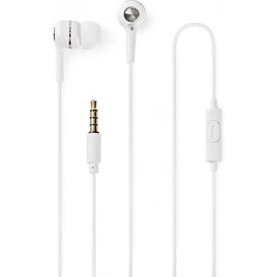 Afbeelding van Oordopjes Nedis 1.2 meter (Mini jack, In Ear, Microfoon, Wit/Zilver)