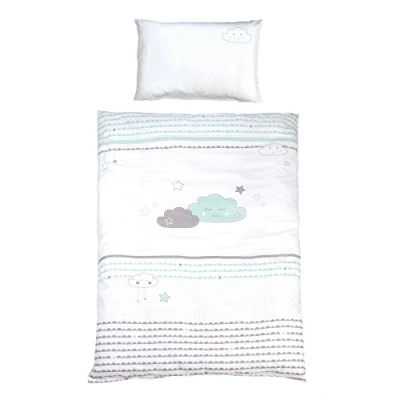 Afbeelding van roba Happy Cloud Babybeddengoed, 2 delig, 100% katoen, 100 x 135 cm + 40 60 cm, wolkenprint