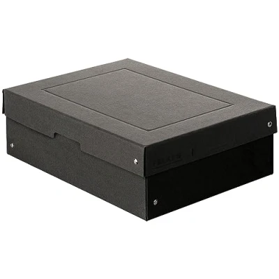 Image de Falken PureBox Black. Fabriqué en Allemagne. Hauteur 100 mm, format DIN A4. Boîte de rangement avec couvercle carton recyclé robuste