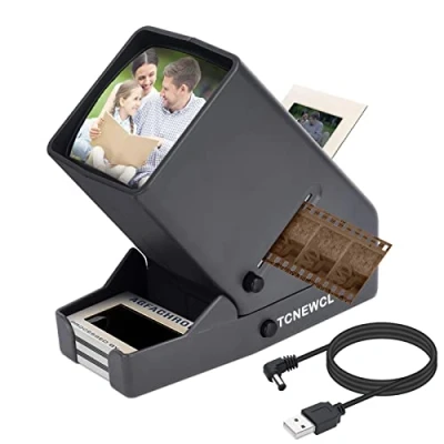 Afbeelding van 35 mm dia en filmviewer, 3 x vergroting led display voor dia&#039;s filmnegatieven, werkt op AA of USB batterijen