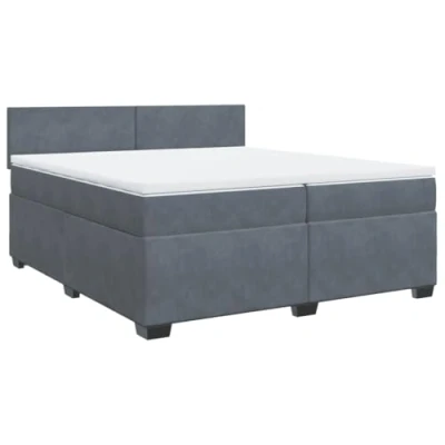 Image de vidaXL Sommier à lattes de lit et matelas Gris foncé 200x200cm Velours