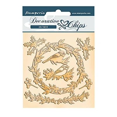 Afbeelding van Stamperia Romantic Christmas Garland Decorative Chips (SCB101) (DISCONTINUED)