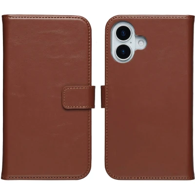 Afbeelding van Selencia Echt Leren Bookcase voor de Apple iPhone 17 Light Brown