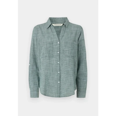 Afbeelding van TOM Tailor Blouse WITH SLUB Structure Overhemdblouse, Dames, Maat: 34, Explorer green